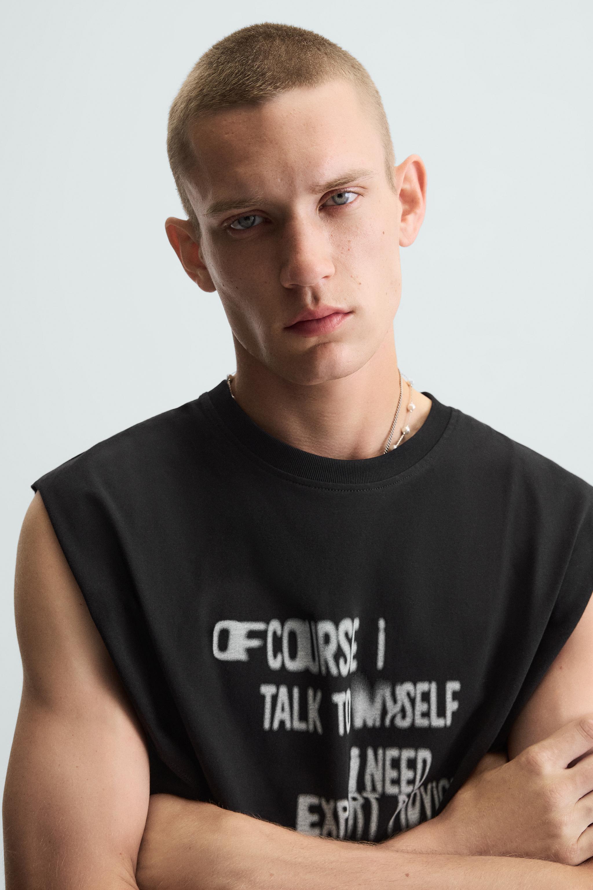 TEXT PRINT TANK T-SHIRT